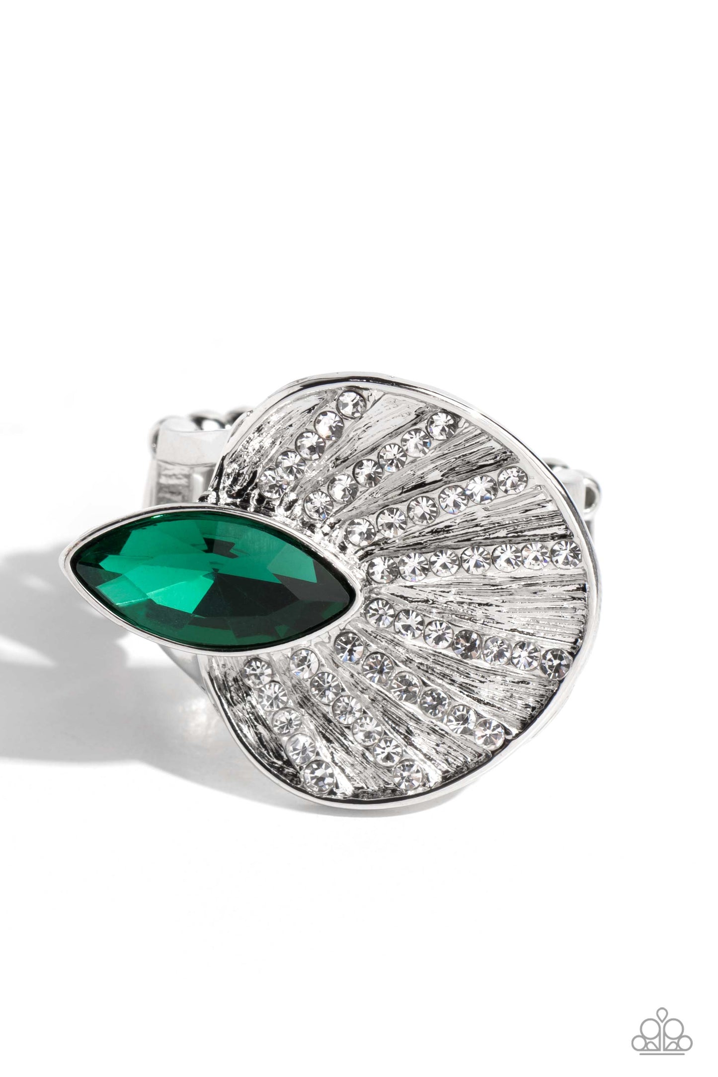 Fan Dance Dazzle - green - Paparazzi ring