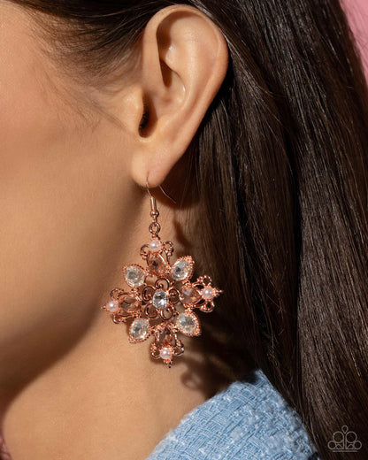 Fancy-Free Florals - copper - Paparazzi earrings