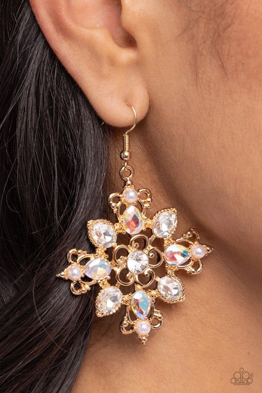 Fancy-Free Florals - gold - Paparazzi earrings