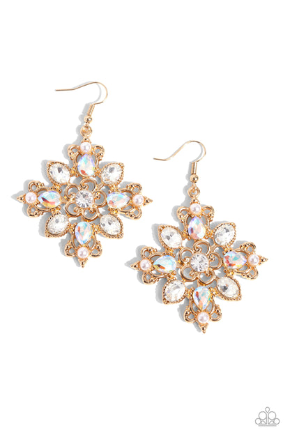 Fancy-Free Florals - gold - Paparazzi earrings