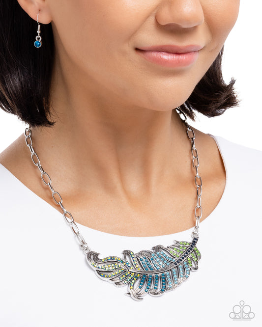 Fancy Feather - blue - Paparazzi necklace