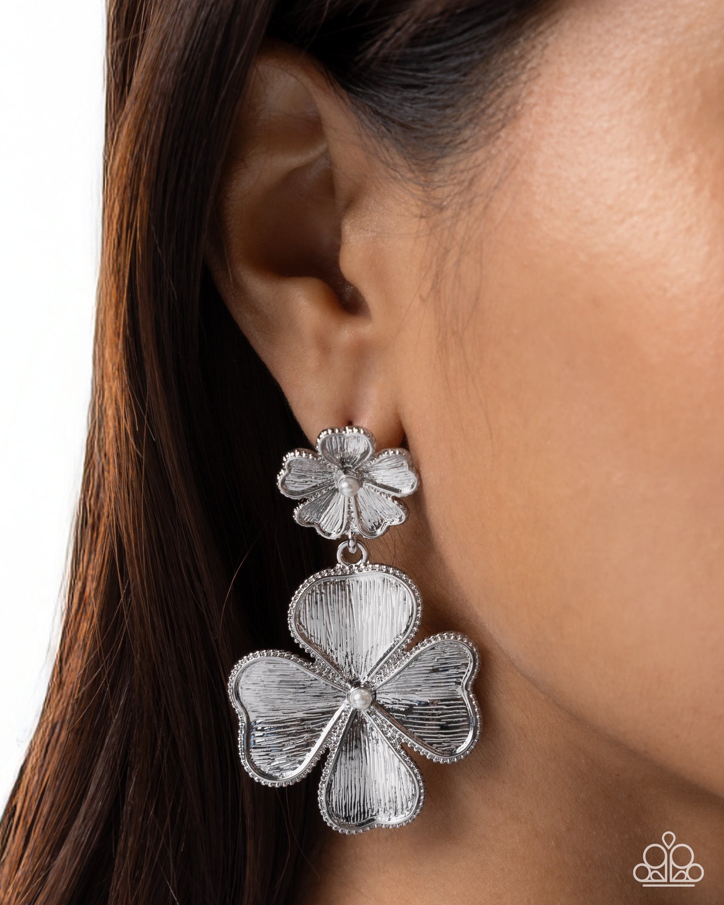 Fancy Fortune - white - Paparazzi earrings