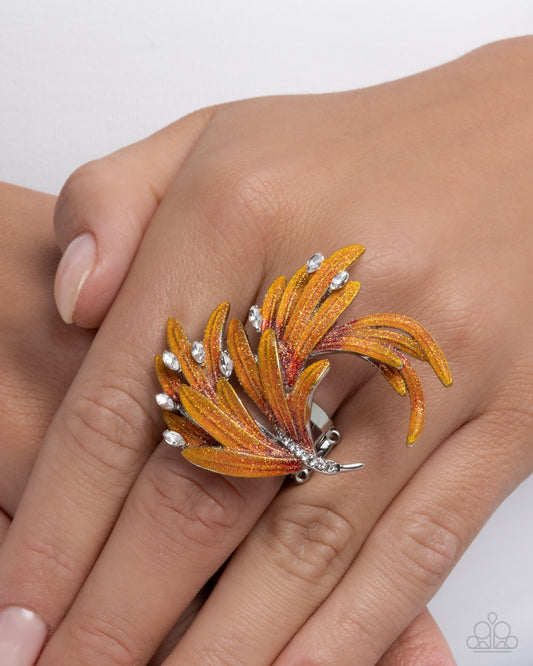 Fantastical Feather - red - Paparazzi ring