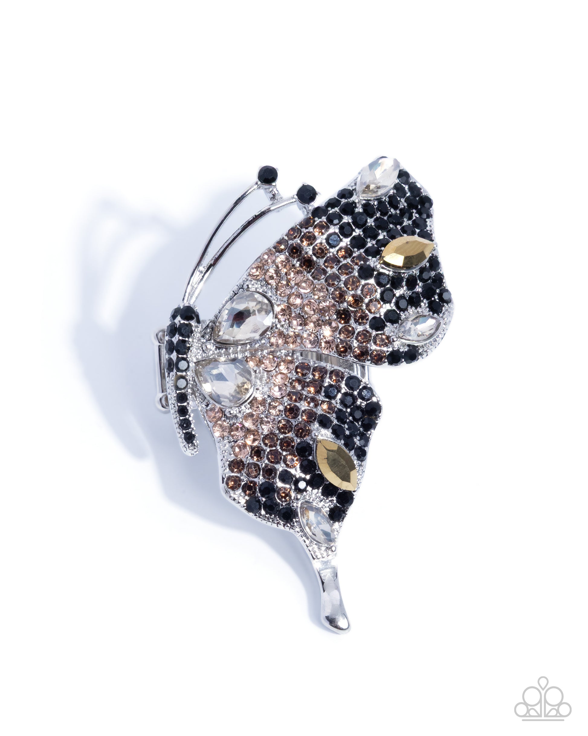 Fantastical Flutter - black - Paparazzi ring