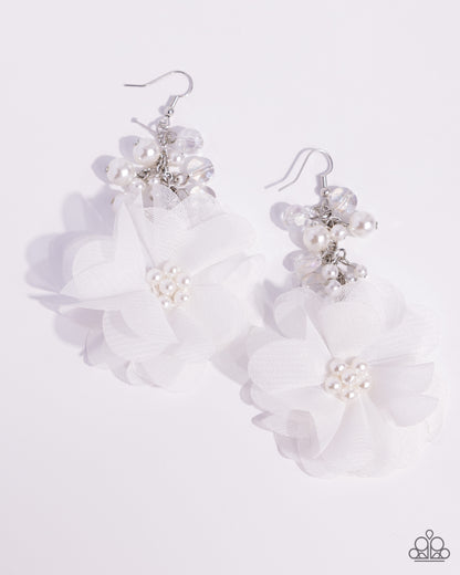 Fashionable Flower Girl - white - Paparazzi earrings