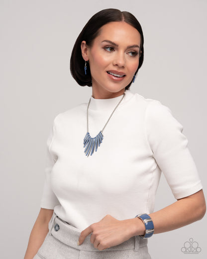 Fashionable Fringe - blue - Paparazzi necklace