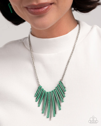 Fashionable Fringe - green - Paparazzi necklace