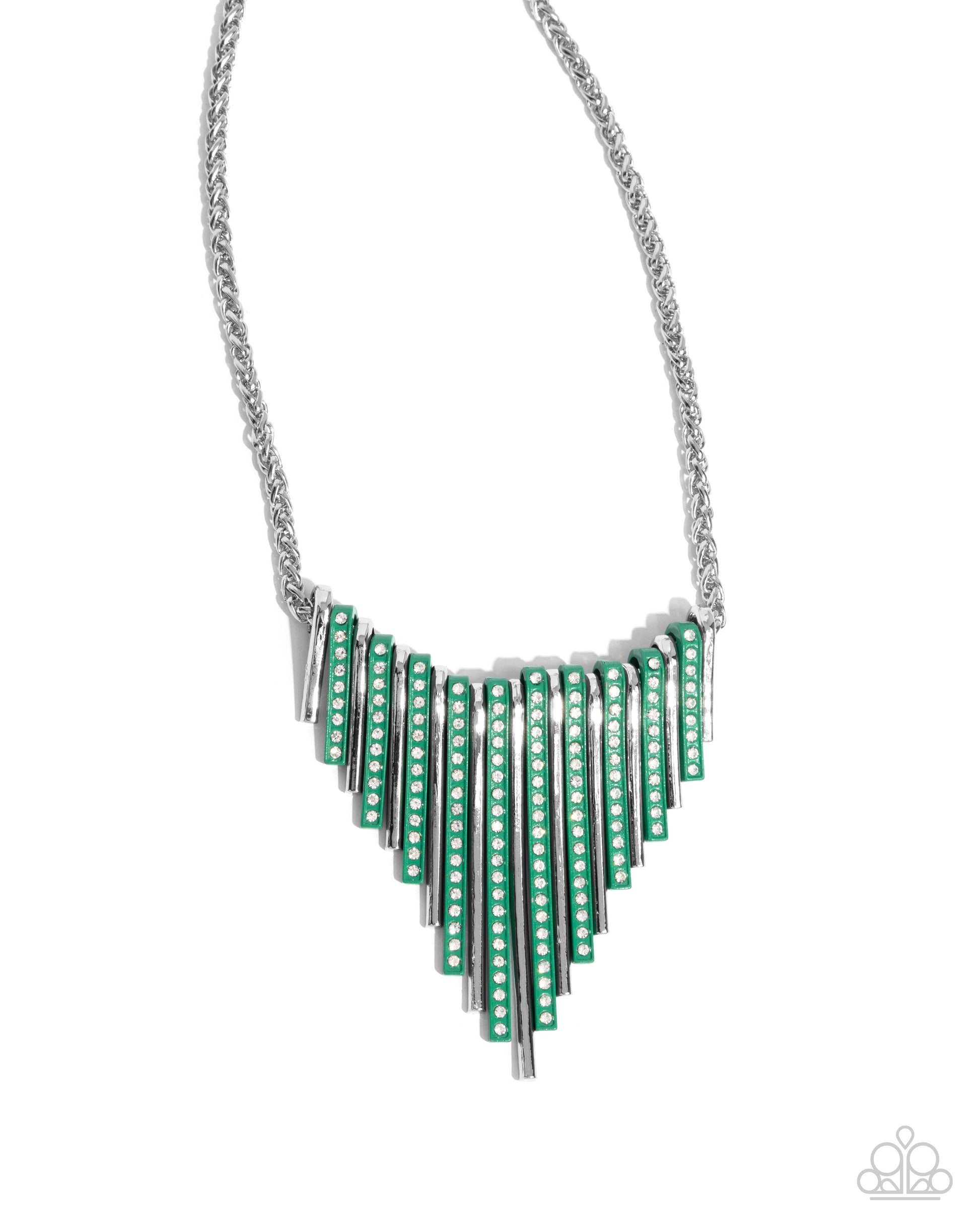 Fashionable Fringe - green - Paparazzi necklace