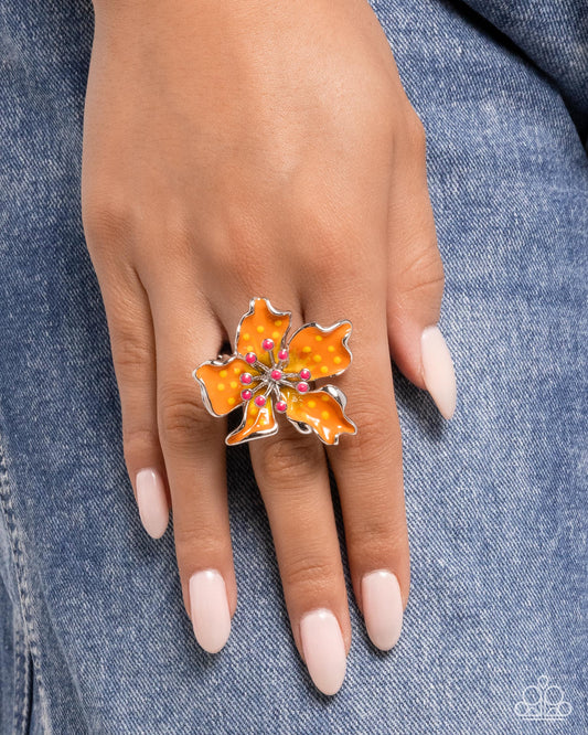 Fast Florals - orange - Paparazzi ring