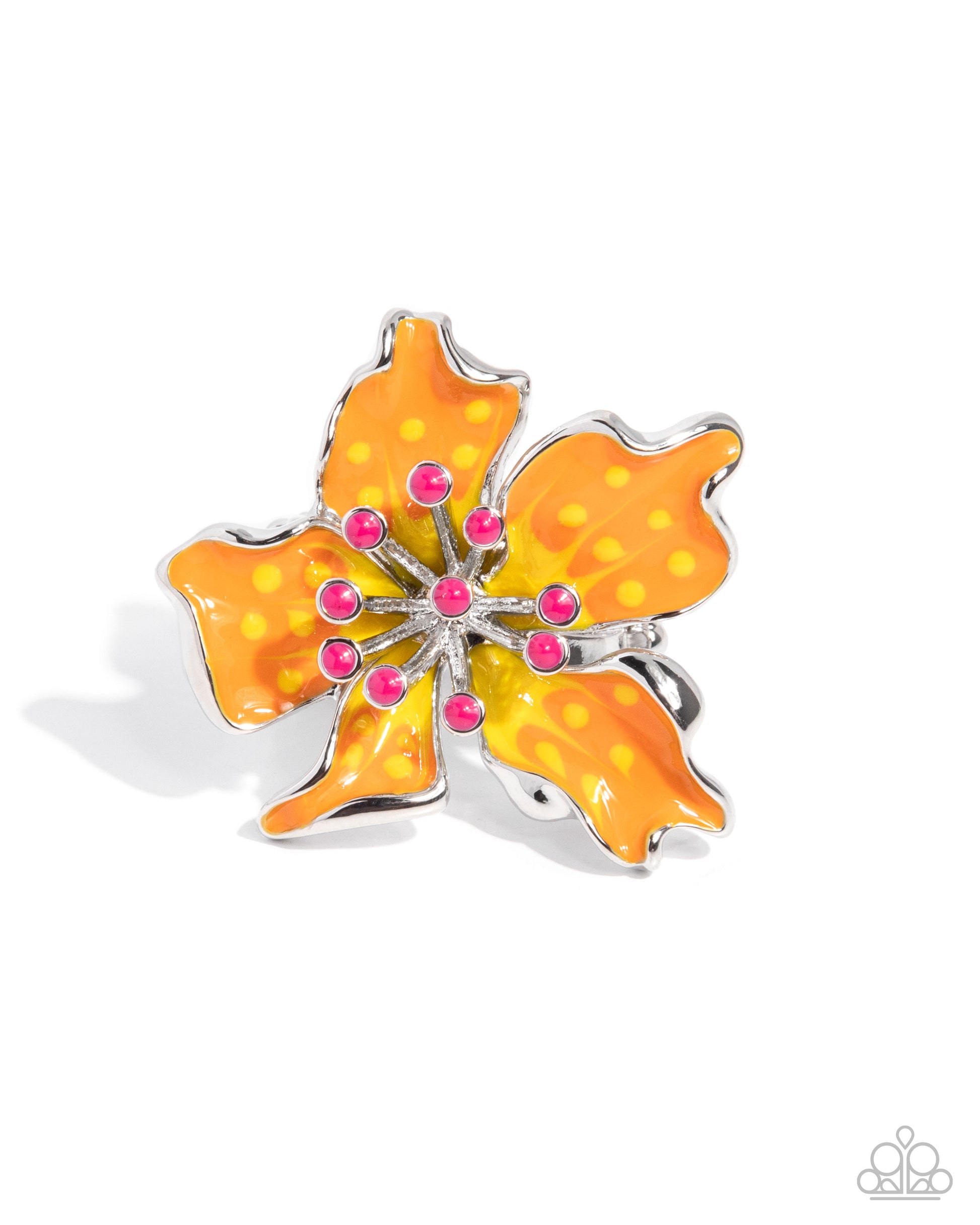Fast Florals - orange - Paparazzi ring