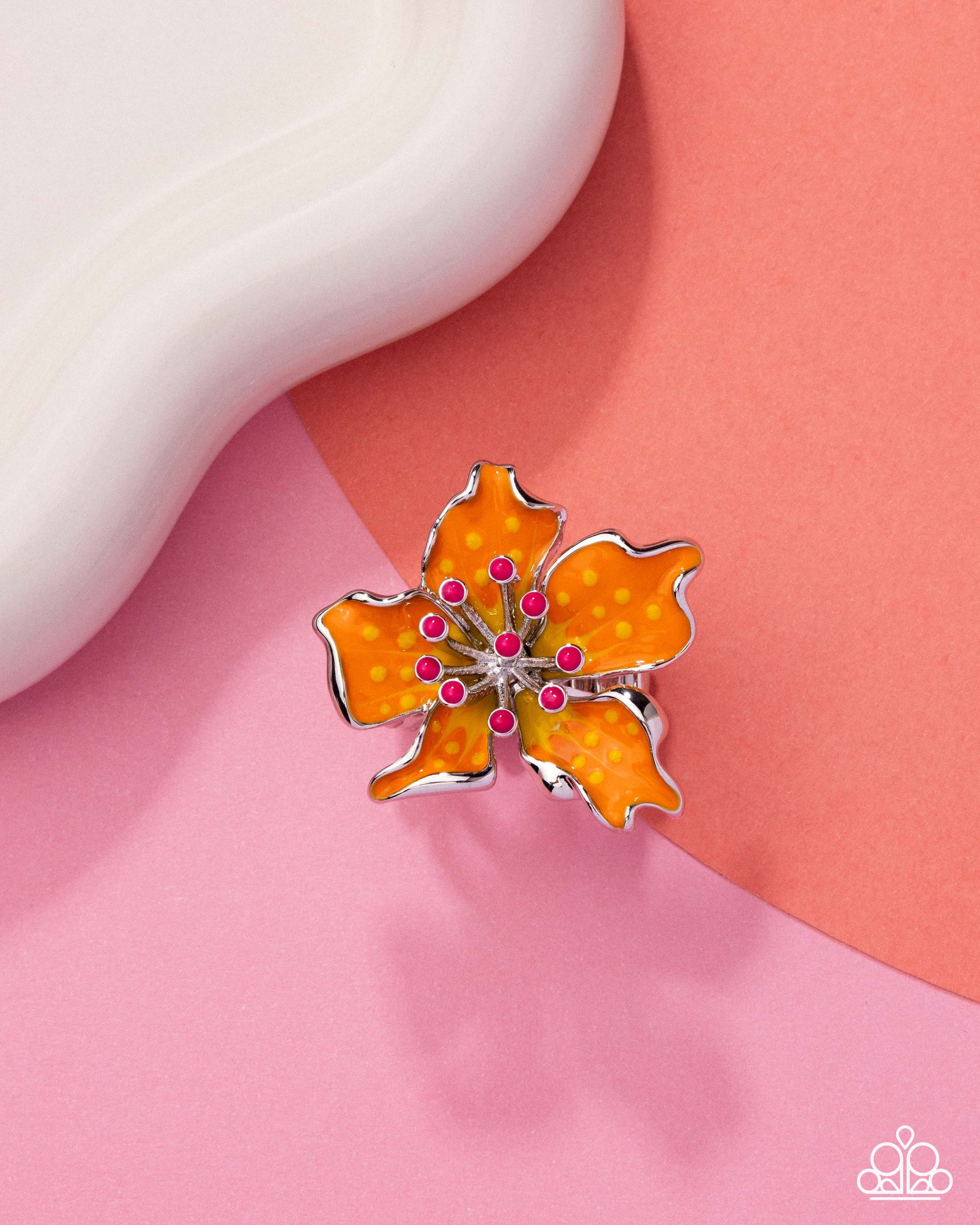 Fast Florals - orange - Paparazzi ring