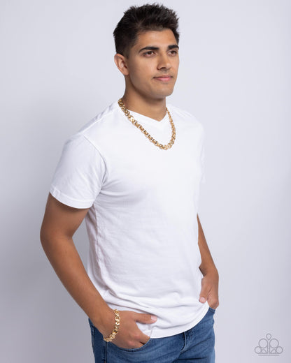 Fatal Fusion - gold - Paparazzi MENS necklace