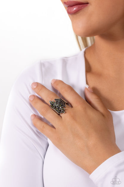 Fearlessly Feathered - green - Paparazzi ring