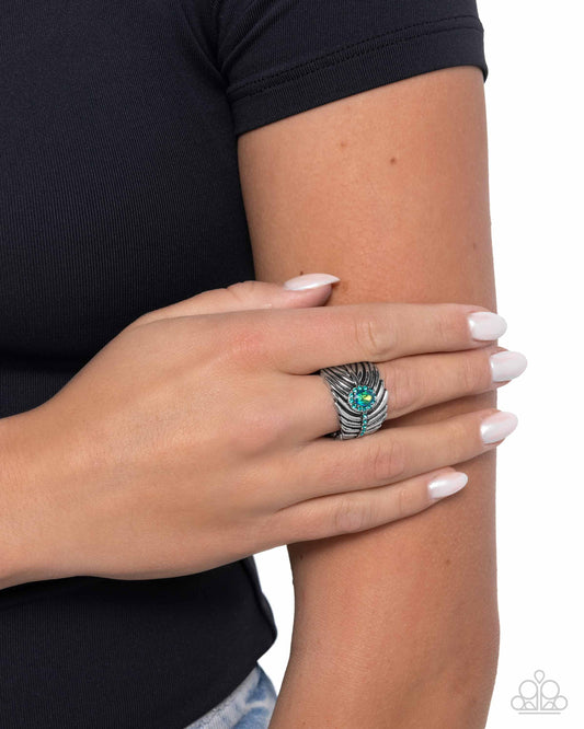 Feathered Fact - green - Paparazzi ring