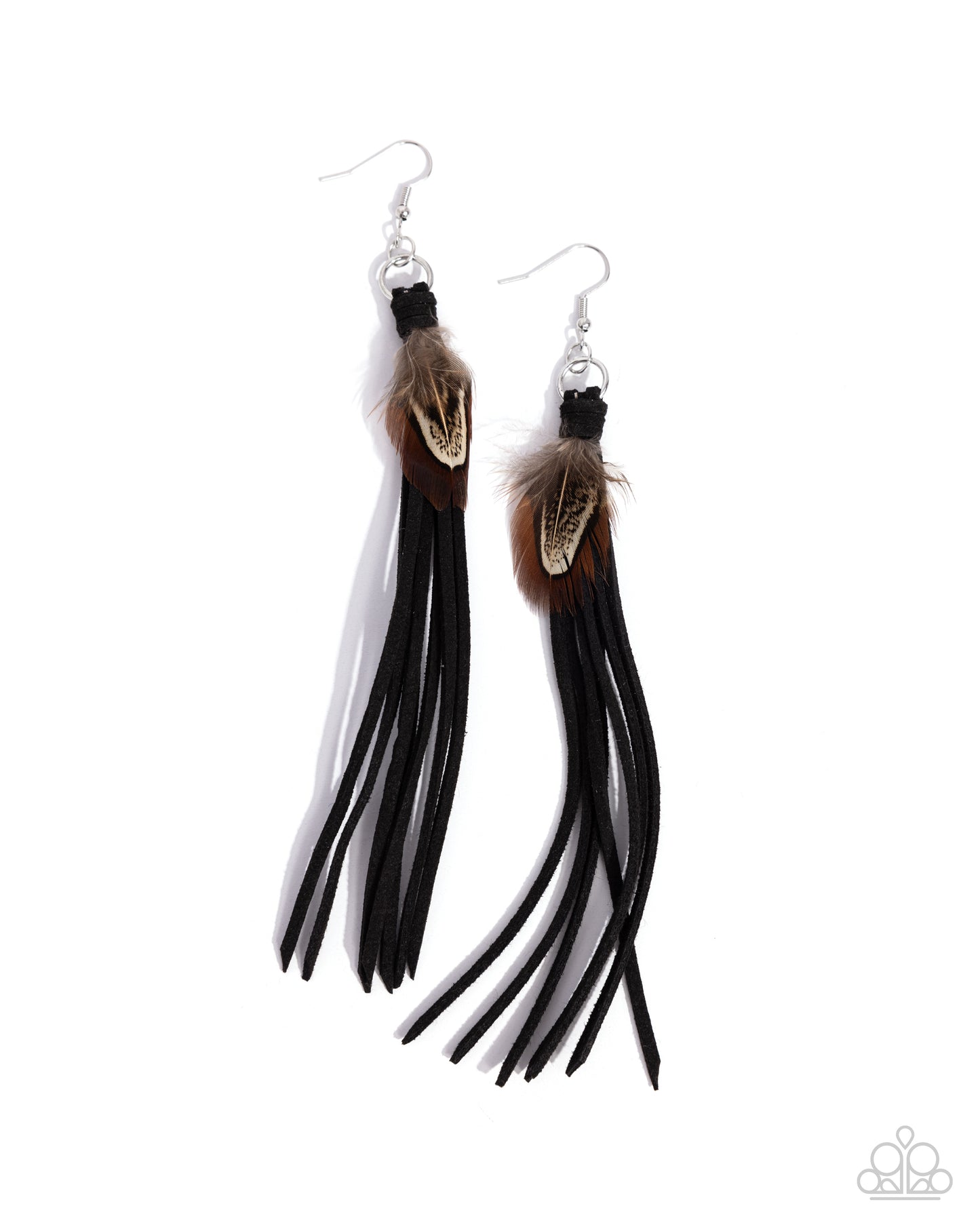 Feathered Festivity - black - Paparazzi earrings