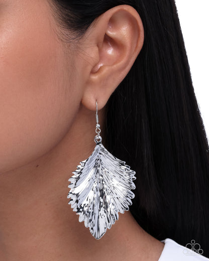 Feathered Flair - silver - Paparazzi earrings