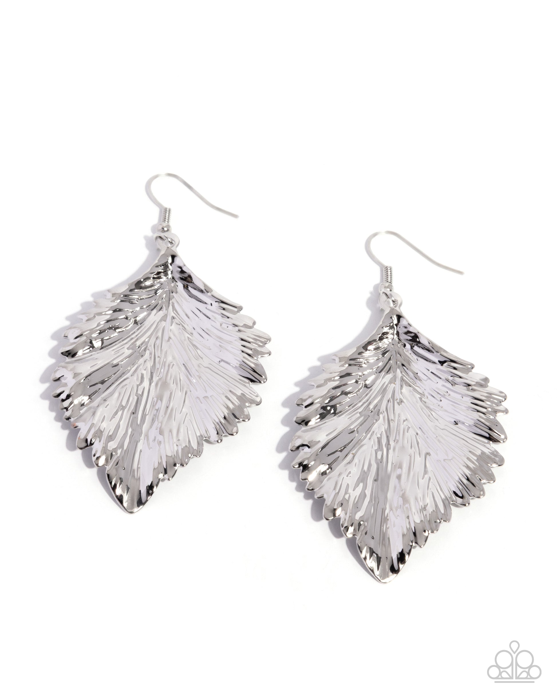 Feathered Flair - silver - Paparazzi earrings