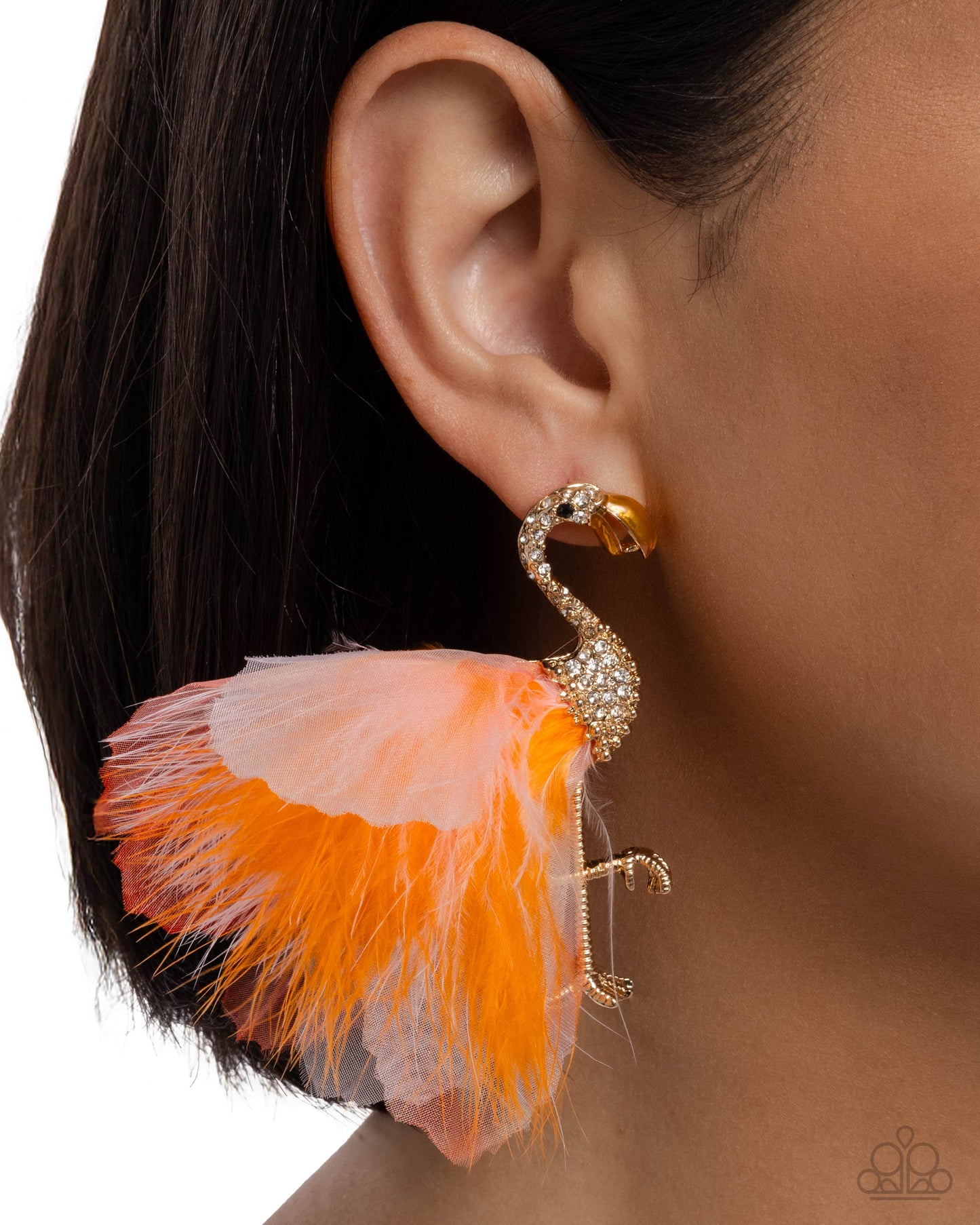 Feathered Flamingo - orange - Paparazzi earrings
