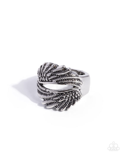 Feathered Friend - silver - Paparazzi ring
