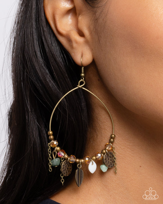 Feathered Fringe - brass - Paparazzi earrings