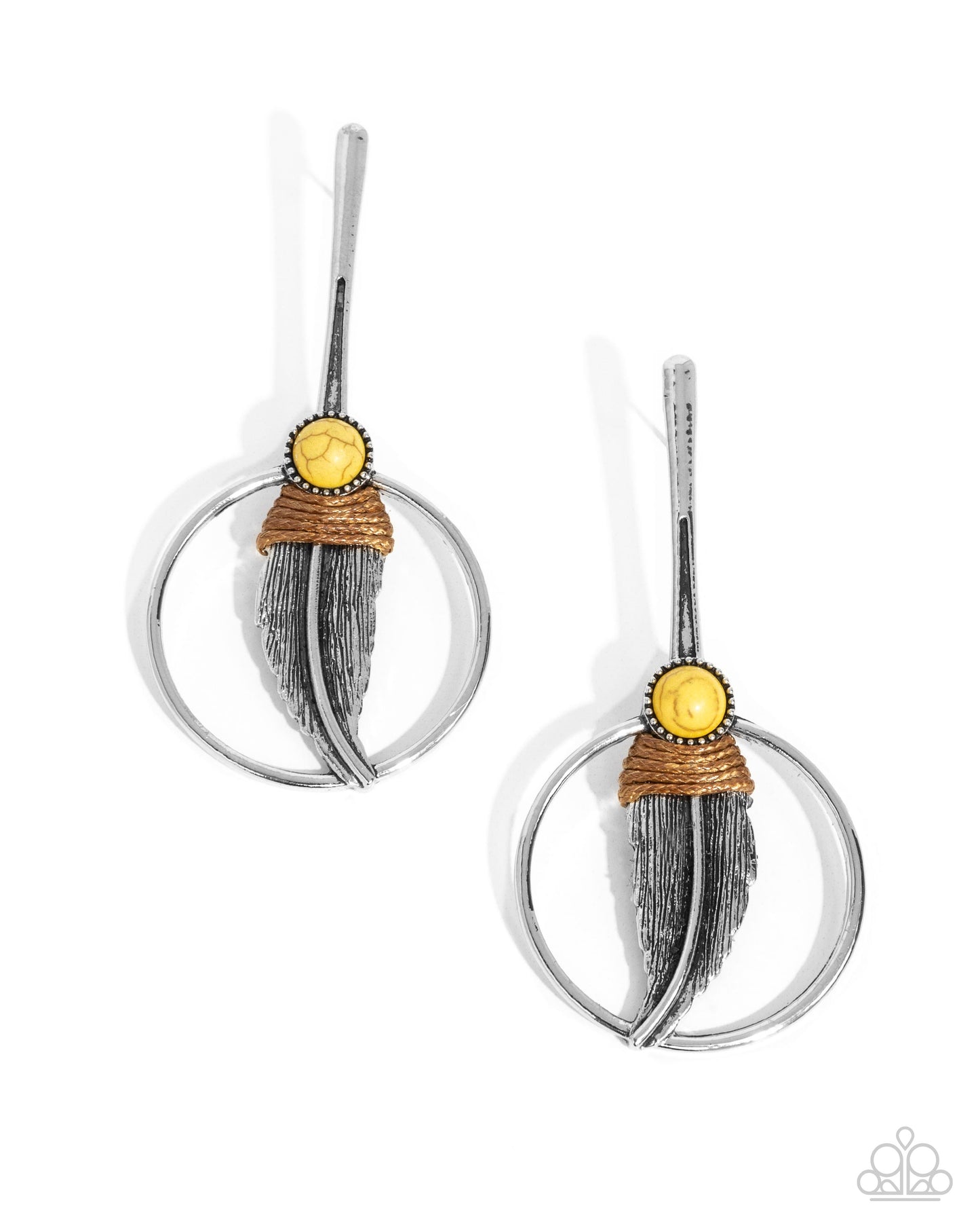 Feathered Future - yellow - Paparazzi earrings