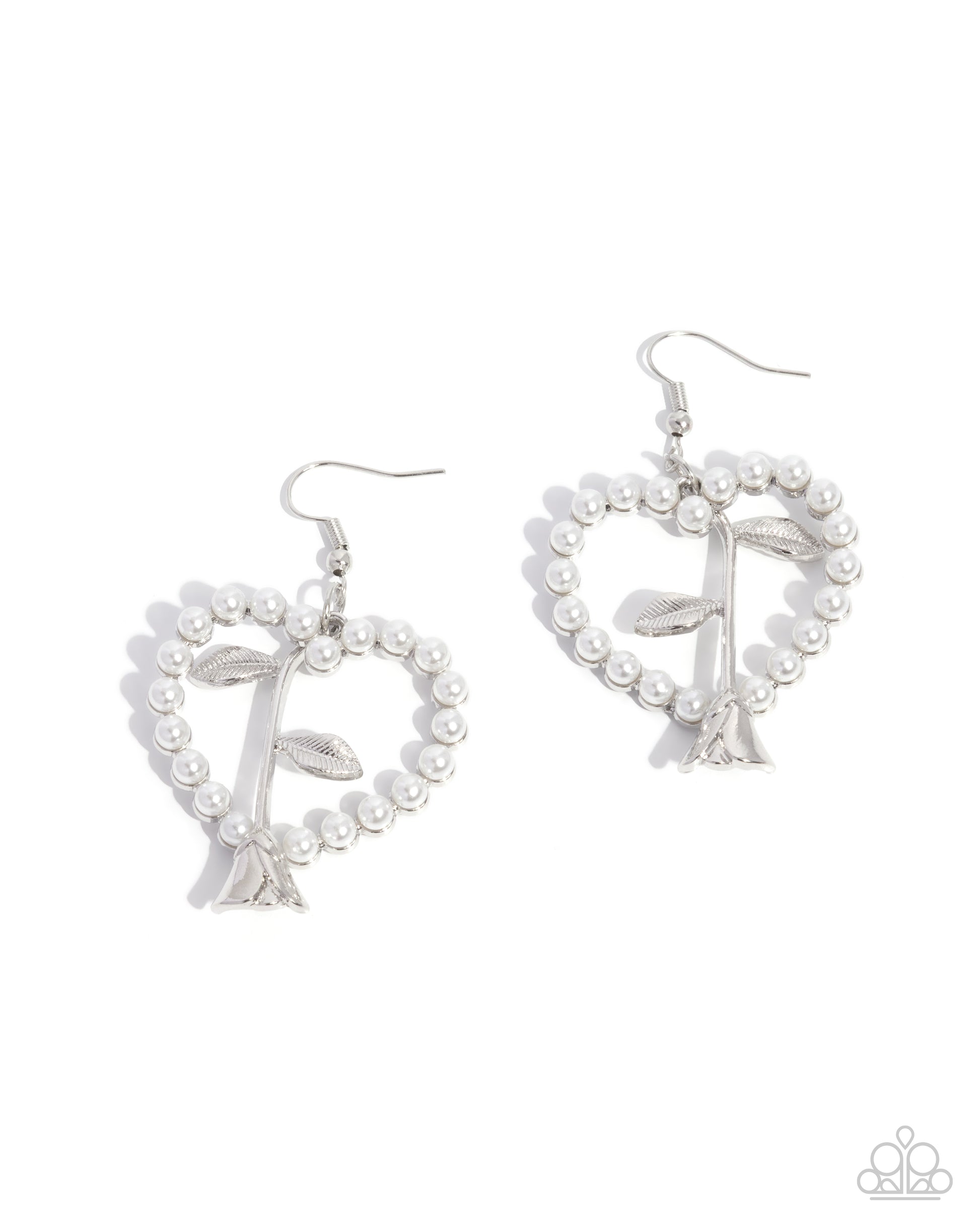 Feminine Fame - white - Paparazzi earrings