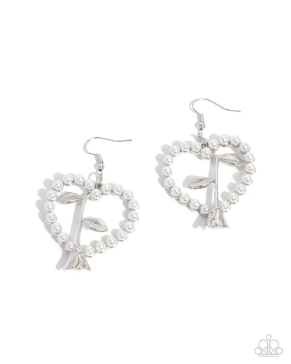 Feminine Fame - white - Paparazzi earrings