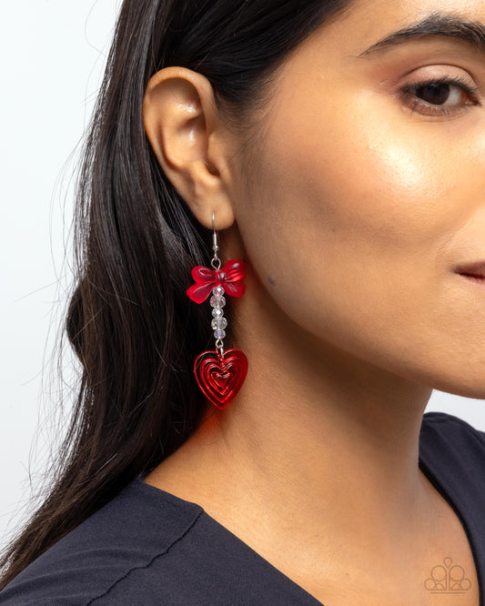 Feminine Freefall - red - Paparazzi earrings