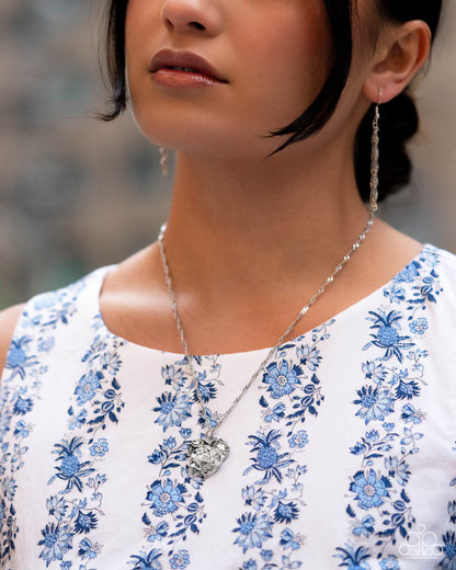Fervent Flowers - silver - Paparazzi necklace