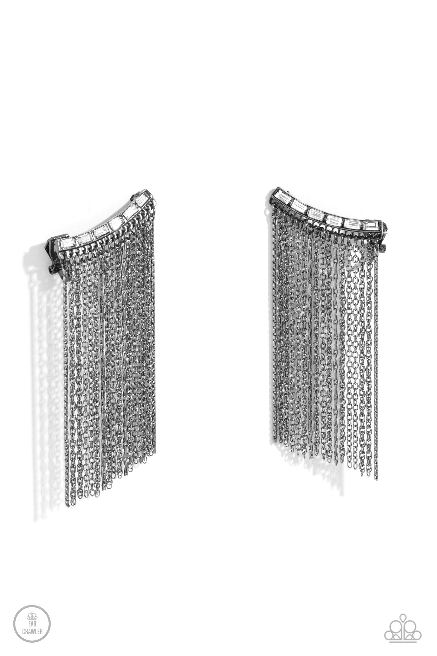 Feuding Fringe - black - Paparazzi earrings