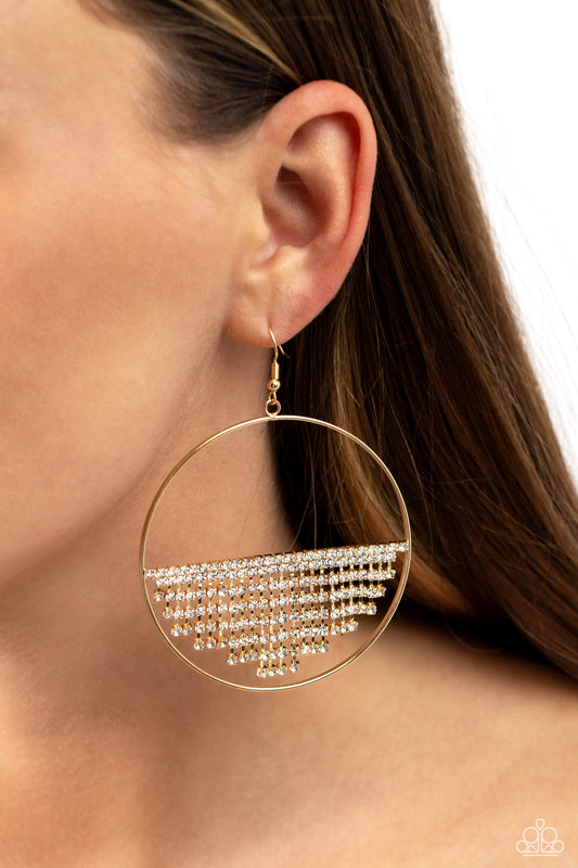 Fierce Fringe - gold - Paparazzi earrings