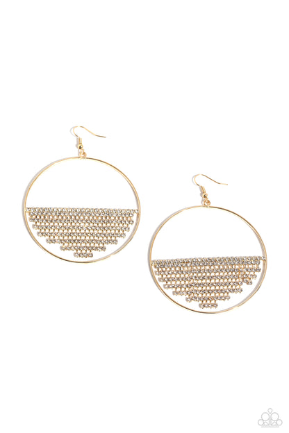 Fierce Fringe - gold - Paparazzi earrings