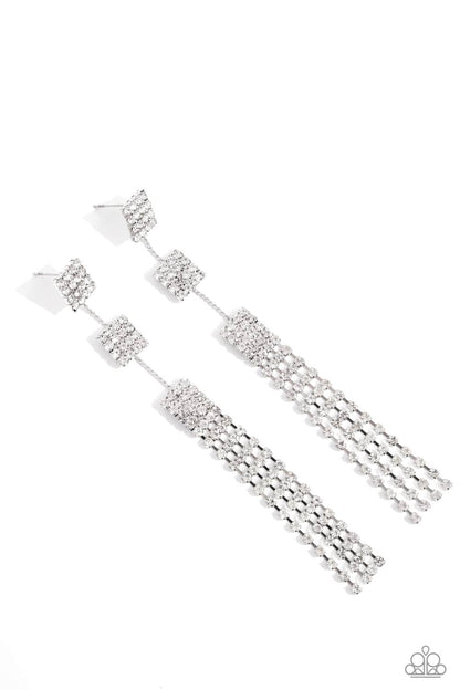 Fiercely Free-Falling - white - Paparazzi earrings