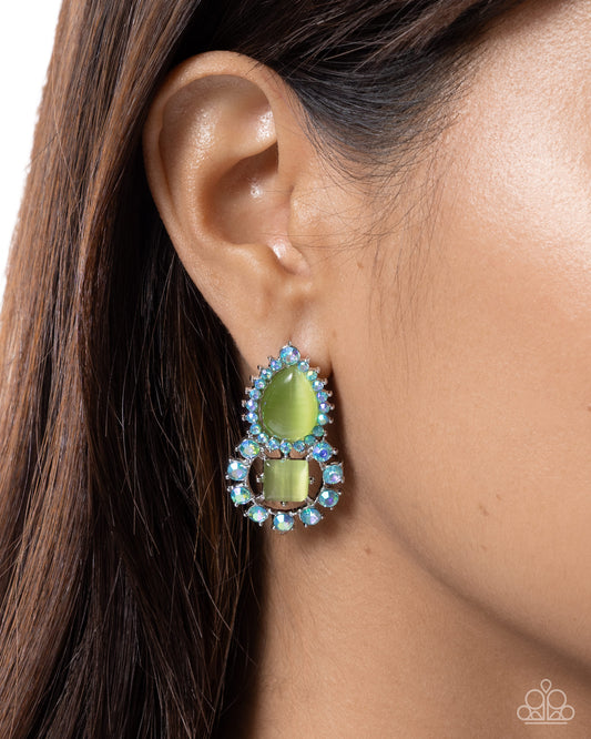 Fine Framing - green - Paparazzi earrings