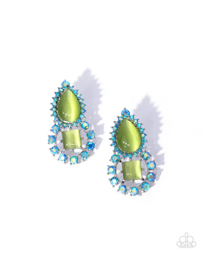 Fine Framing - green - Paparazzi earrings