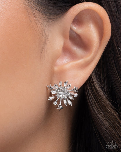 Firework Flair - white - Paparazzi earrings