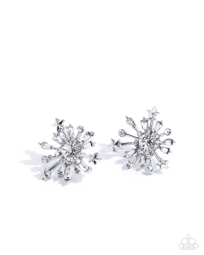 Firework Flair - white - Paparazzi earrings
