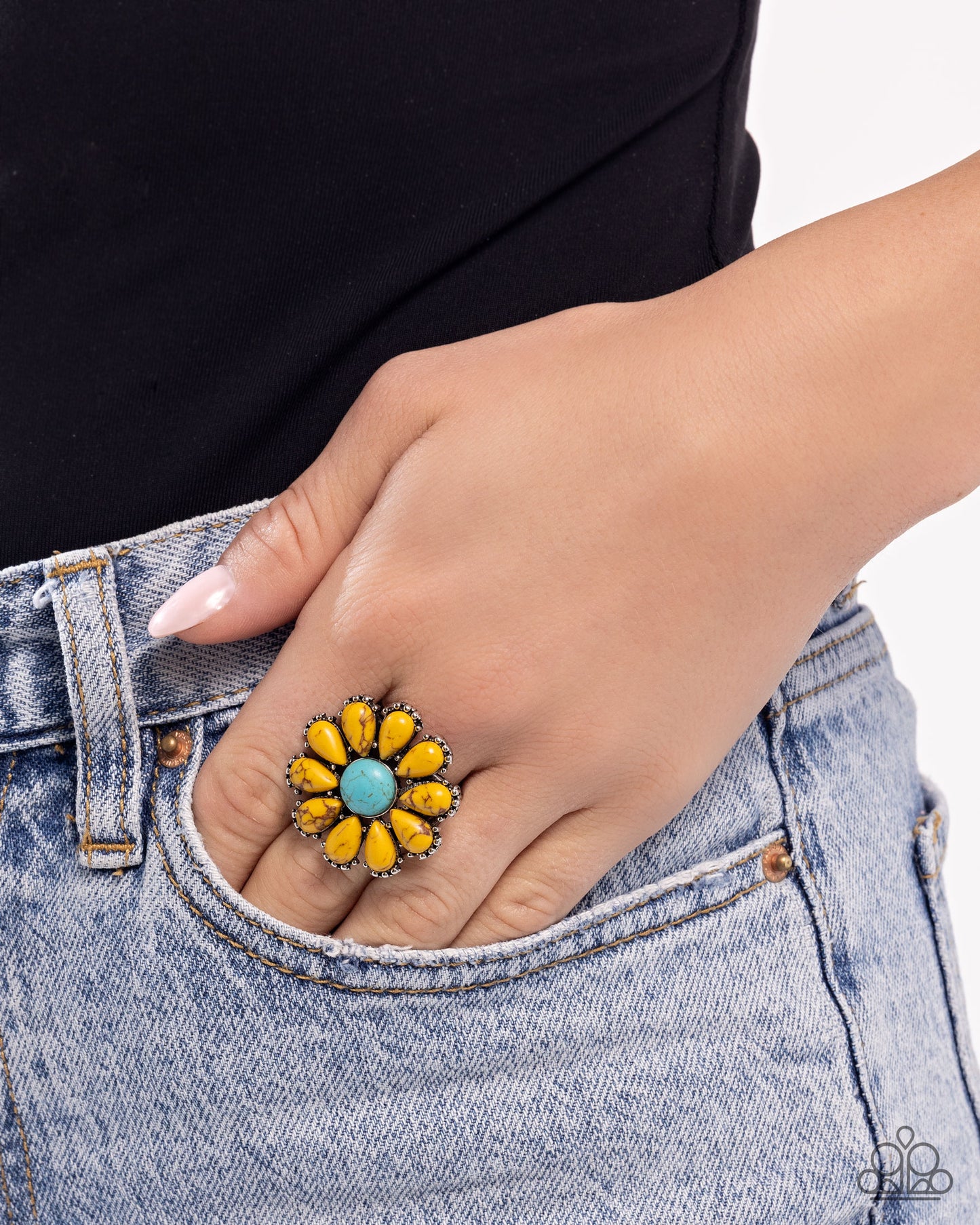 Firm Florals - yellow - Paparazzi ring