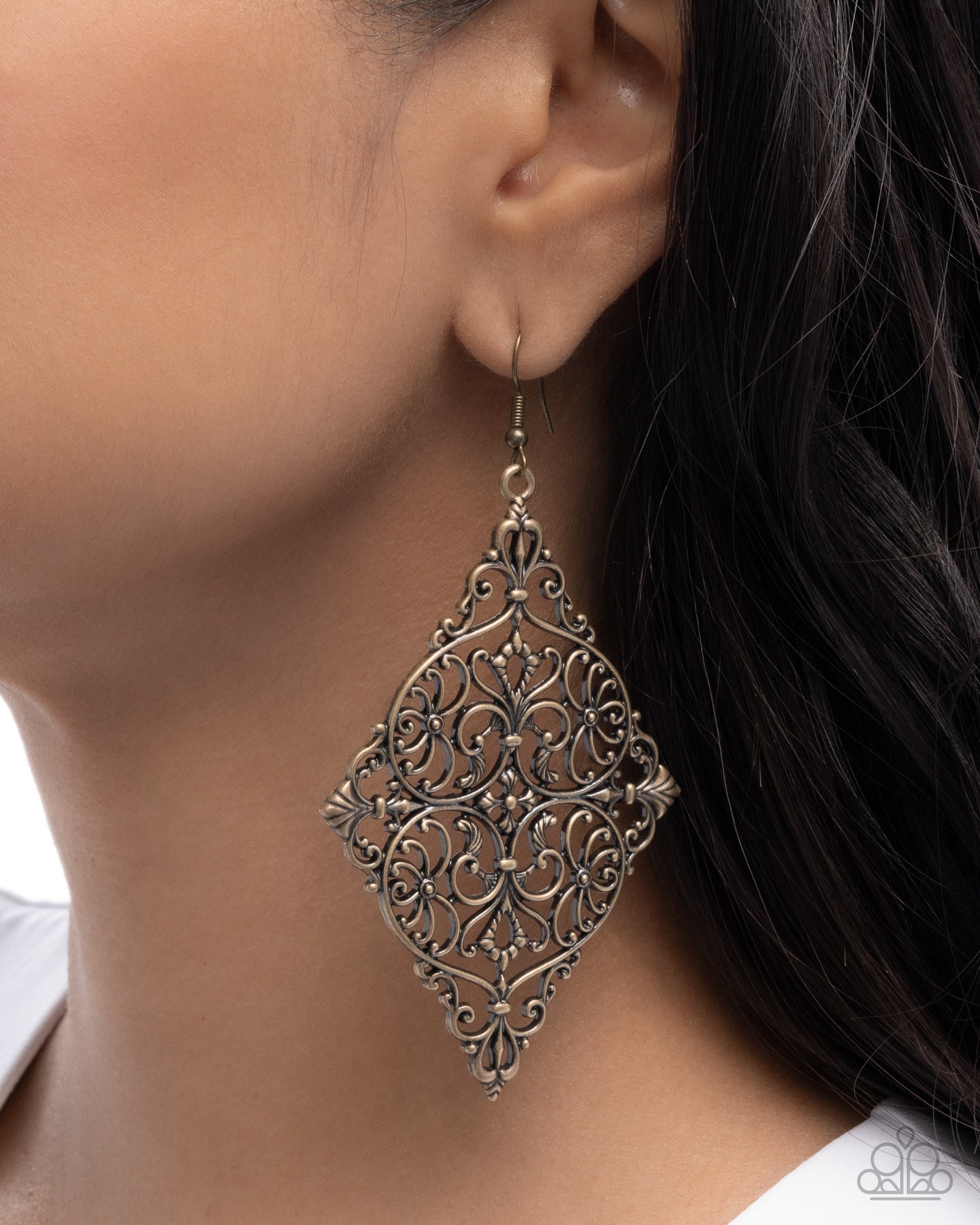 First-Place Filigree - brass - Paparazzi earrings