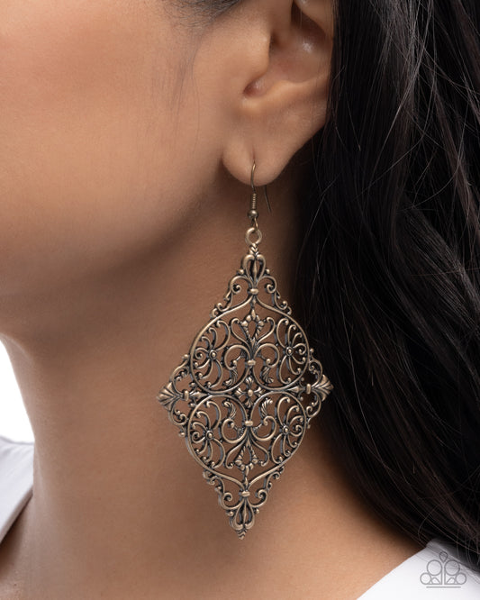 First-Place Filigree - brass - Paparazzi earrings