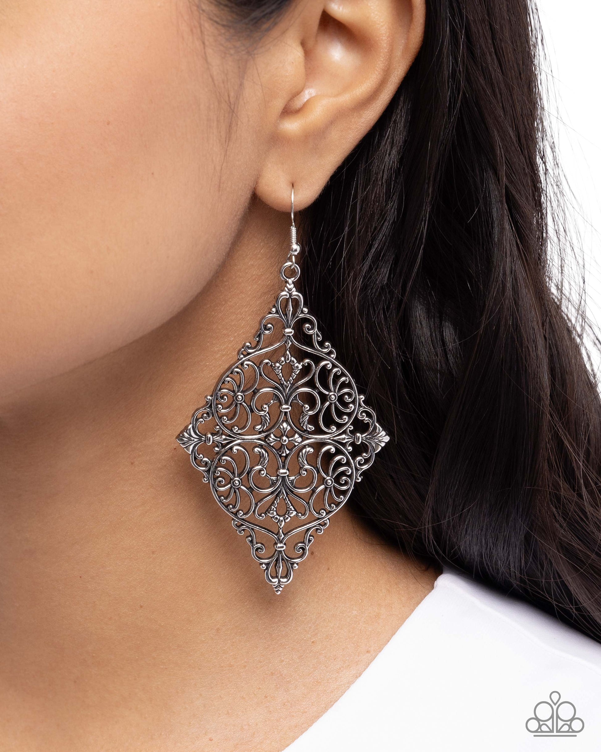 First-Place Filigree - silver - Paparazzi earrings