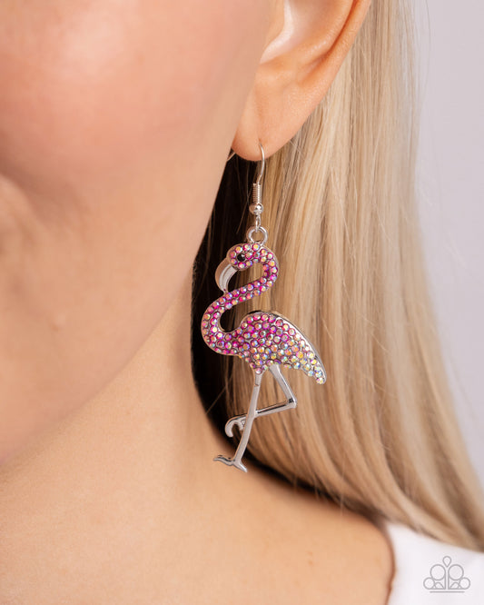 Flamingo Flourish - pink - Paparazzi earrings