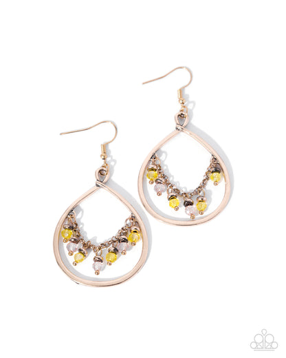 Flashback Fringe - yellow - Paparazzi earrings