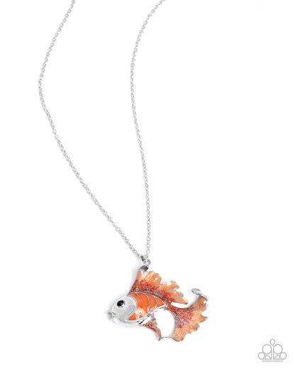 Flashy Fish - orange - Paparazzi necklace