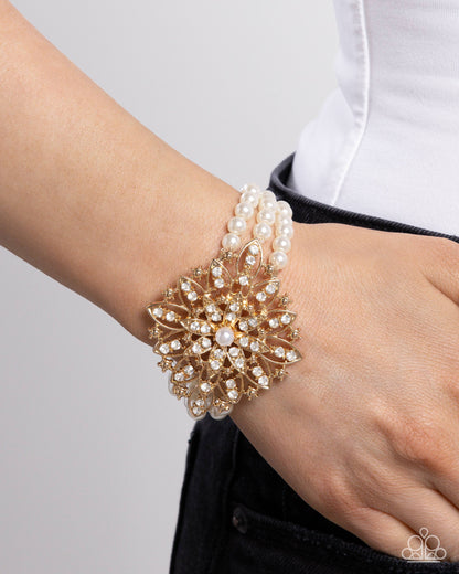 Flattering Floral - gold - Paparazzi bracelet