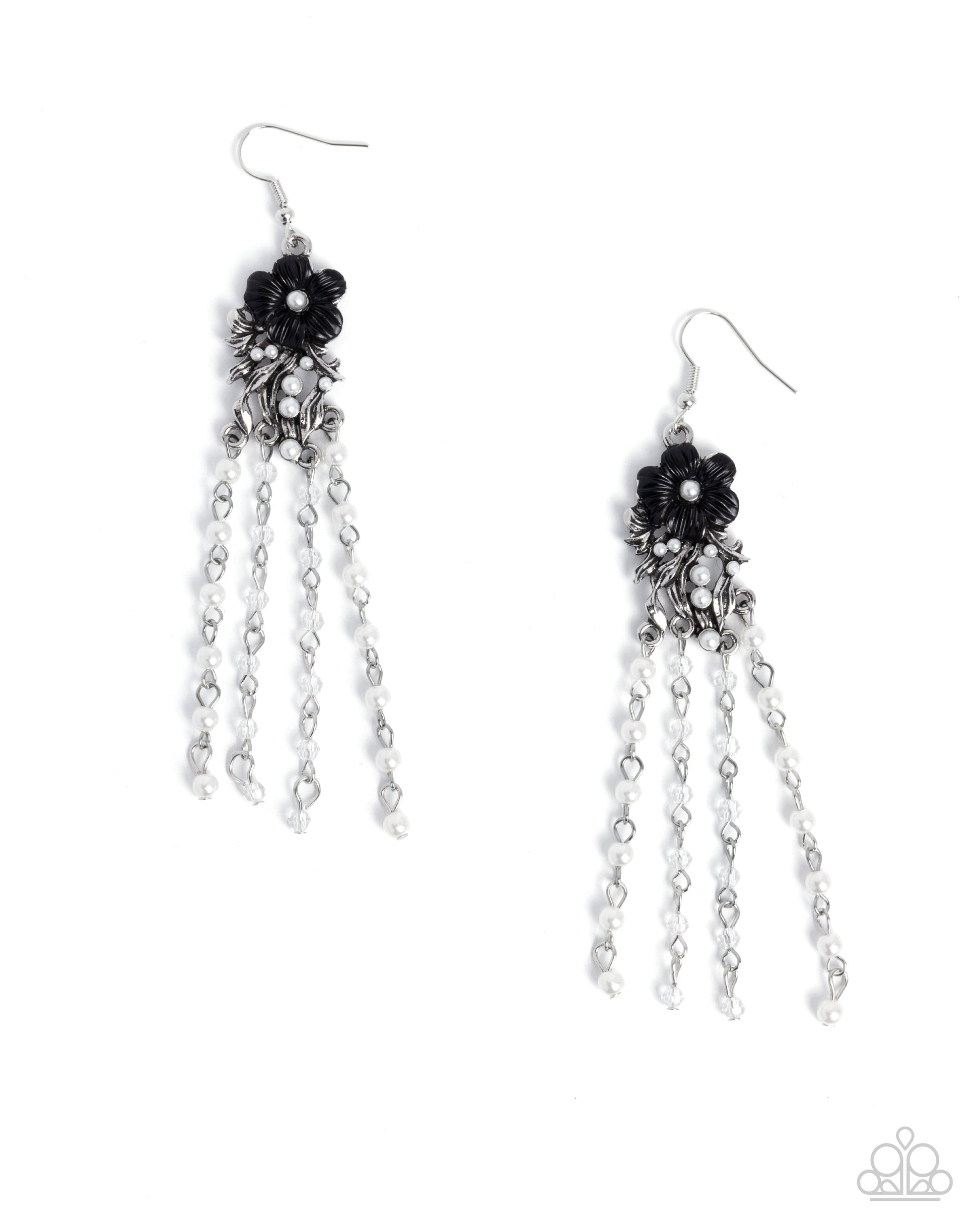 Flawless Floral - black - Paparazzi earrings