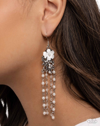 Flawless Floral - white - Paparazzi earrings