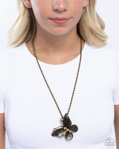 Flight Test - brass - Paparazzi necklace