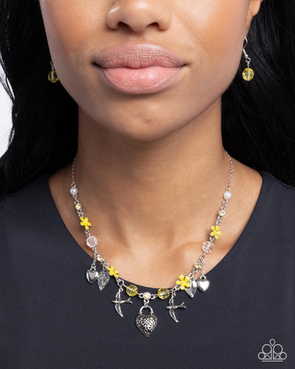 Flight of the Sparrow - yellow - Paparazzi necklace
