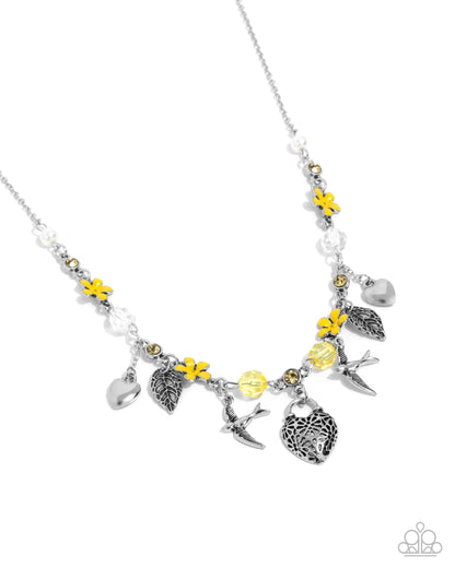 Flight of the Sparrow - yellow - Paparazzi necklace